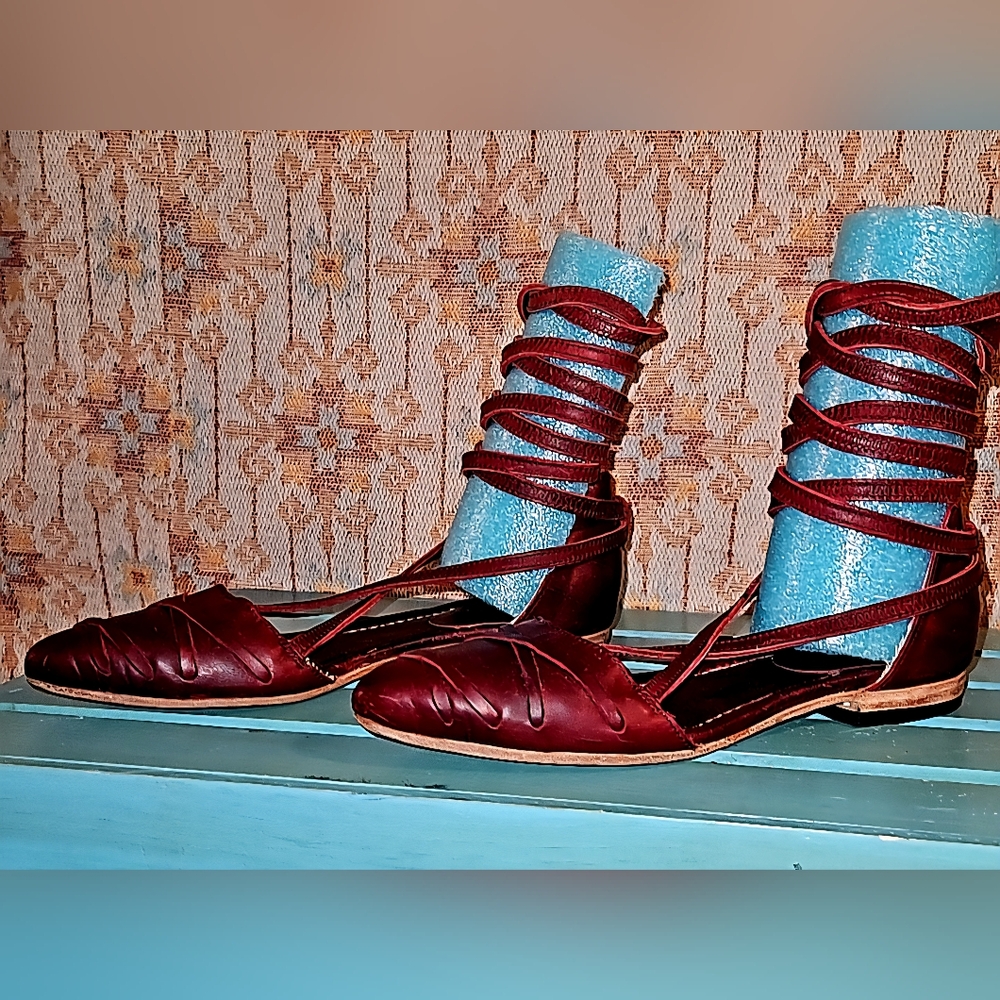 Freebird Eryn lace up boho western ballet flats